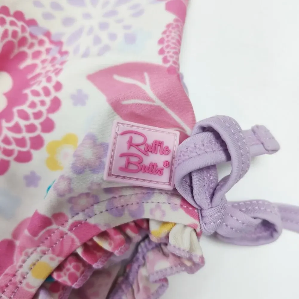 RuffleButts Baby Girl 6–12M Long Sleeve One Piece Swimsuit Set seersucker
